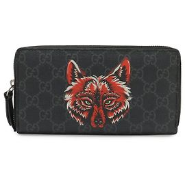 Portafoglio con zip Gucci GG Supreme Wolf