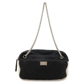 Borsa a Spalla in Raso e Tela Chanel