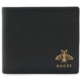 Portafoglio bifold Gucci in pelle Animalier con ape in metallo