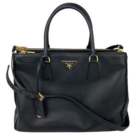 Bolso Tote Prada Saffiano Leather Double Zip Black