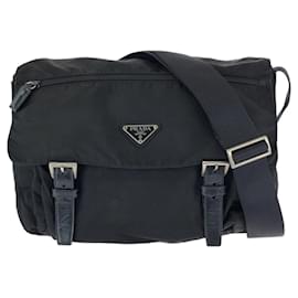 Borsa a Spalla Prada Nylon Leather Tessuto Triangle Logo