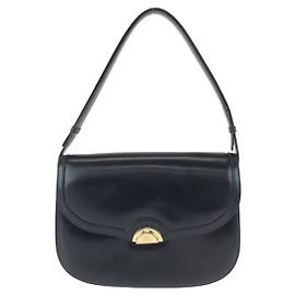 Gucci Vintage Schultertasche aus Leder Schwarz