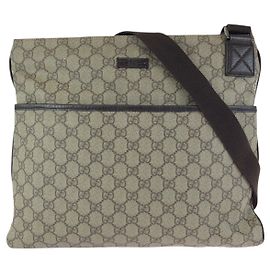 Bolso bandolera Gucci en lona GG Supreme beige y marrón oscuro
