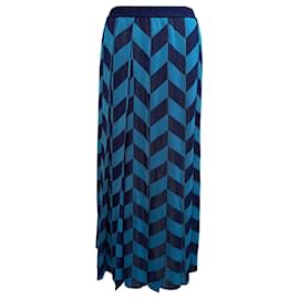Falda midi plisada con estampado Gucci en viscosa azul