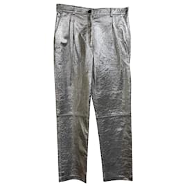 Calças metálicas Etro em viscose prateada