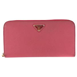 Cartera larga con cremallera de cuero Saffiano Prada