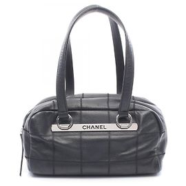 Borsa Boston CHANEL Chocolat Bar in pelle di vitello granulata