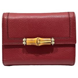 Portafoglio trilobato in pelle con dettaglio in bambù Gucci