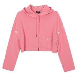Kurz Strickjacke mit Kapuze und Cc Knopf Größe Cc - Chanel