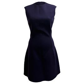 Mini abito a trapezio senza maniche in lana viola Alexander Mcqueen