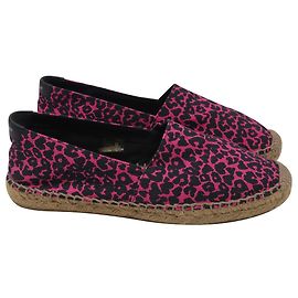 Espadrilles Saint Laurent con stampa animal in tela rosa