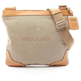 Borsa a tracolla in tela jacquard LOGO Prada e pelle