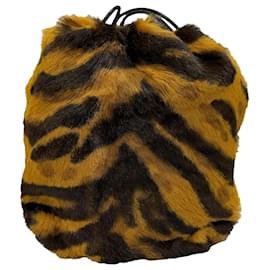 Borsa a secchiello Jil Sander con stampa tigre in crine di cavallo marrone