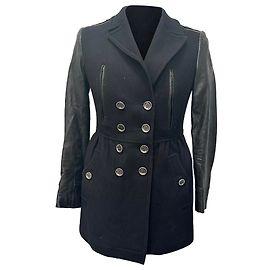 Abrigo cruzado Burberry Brit en lana negra