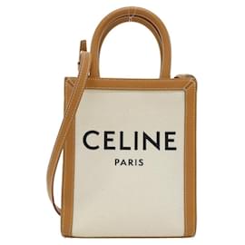 Borsa Tote Celine Mini Vertical in tela di cotone e pelle di vitello - Céline