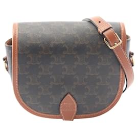 Borsa a tracolla CELINE Folco Medium in tela rivestita in PVC e pelle - Céline