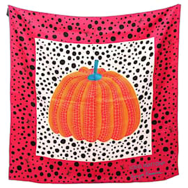 Sciarpa in seta Louis Vuitton Yayoi Kusama Carre 90 Pumpkin