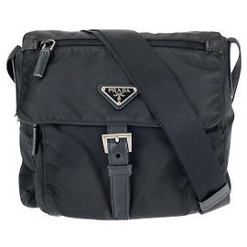 Prada Nylon Leder Tessuto Triangle Logo Schultertasche