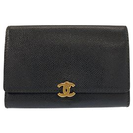 Cartera compacta de cuero Chanel