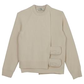 Fendi Pocket Knit Strickpullover aus Wolle und Kaschmir Elfenbein