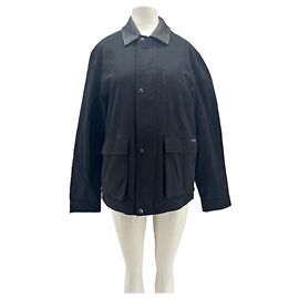 Calvin Klein Schwarze Baumwolljacke mit Lederkragen