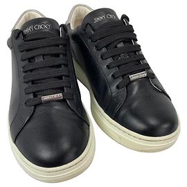 Sneakers in pelle nera Jimmy Choo con accenti argentati