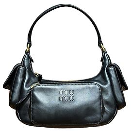 Bolso Hobo de cuero negro Miu Miu