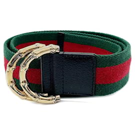Gürtel Gucci Web Stripe Ring Bamboo Buckle Belt