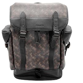 Zaino Coach Hitch nero e marrone in pelle