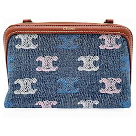 Clutch Celine in denim con catena - Céline
