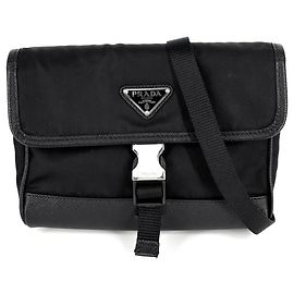 Borsa a tracolla in nylon nero Prada