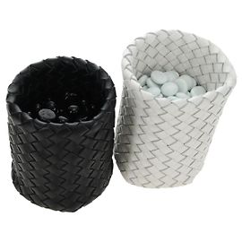 BOTTEGA VENETA INTRECCIATO Go Game Set Pelle Bianco Nero Auth bs35708M