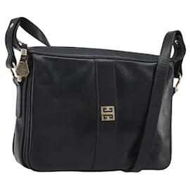 GIVENCHY Schultertasche aus Leder Marineblau Gold Auth 188588 - Givenchy