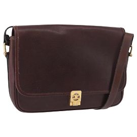 Céline Borsa a tracolla CELINE in pelle marrone scuro oro Auth bs35935
