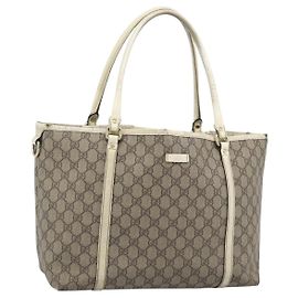 Bolso Tote GUCCI GG Supreme PVC Beige Oro 197953 Auth ep14963