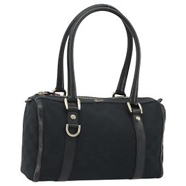 Borsa Boston GUCCI GG Canvas Abbey Nera Oro 130942 Auth 189128A