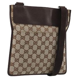 GUCCI GG Canvas Schultertasche Beige Silber 27639 Auth 189298A