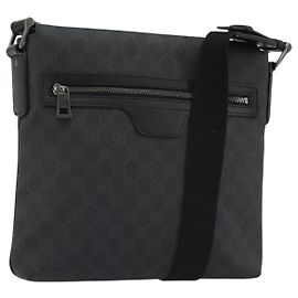 Borsa a tracolla GUCCI GG Supreme PVC Nero Argento 322279 Auth 190302