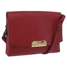 Borsa a Spalla BURBERRY in Pelle Rossa e Oro Auth ka5014A