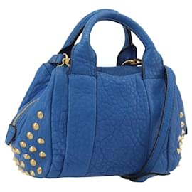 Borsa MCM in pelle 2way Blu Oro Auth 189551A