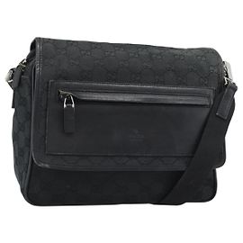 Borsa a Spalla GUCCI GG Canvas Nera 28562 Auth bs35748