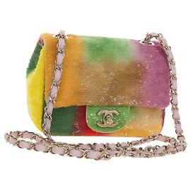 CHANEL Mini Matelasse 17 Chain Bag Sequin Multicolor Gold CC Auth 189074SM