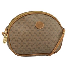 GUCCI Micro GG Supreme Schultertasche PVC Beige Gold 007 983 1113 Auth ka5012