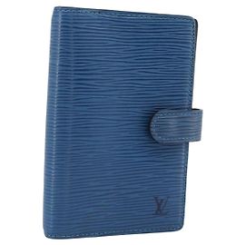 LOUIS VUITTON Epi Agenda PM Day Planner Cover Blue R20055 LV Auth BA13780