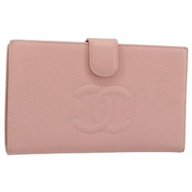 CHANEL Long Wallet Caviar Leder Roségold CC Authentisch ar13987A