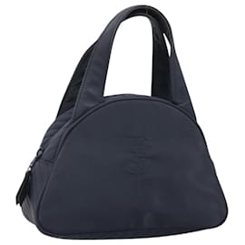 SAINT LAURENT Borsa a Mano Nylon Navy Argento Auth mr2565