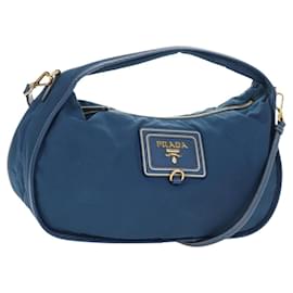 Borsa a Spalla PRADA Nylon 2way Blu Oro Auth 189145V