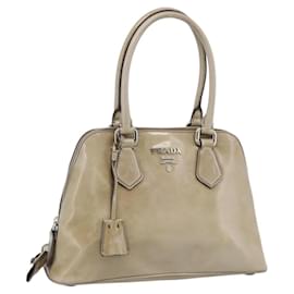 Borsa PRADA in pelle vernice beige argento Auth 190075A