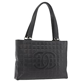 CHANEL Choco Bar Tote Bag Lammleder Schwarz Gold CC Authentisch 189862