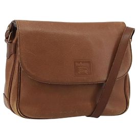 Bolsa de Ombro Burberry em Couro Marrom e Ouro Auth ep14974